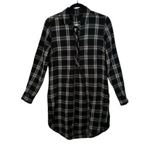 RW & Co Plaid Tunic Shirt Dress Black White Check NWT Size Small Casualcore